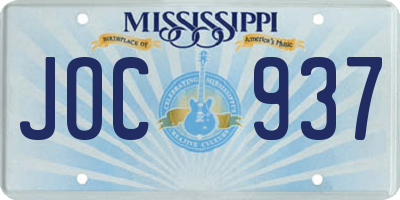 MS license plate JOC937