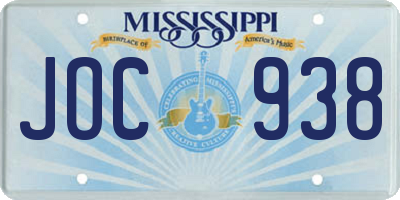 MS license plate JOC938