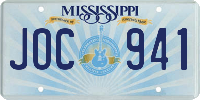 MS license plate JOC941
