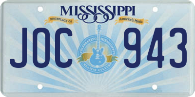 MS license plate JOC943