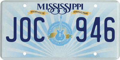 MS license plate JOC946