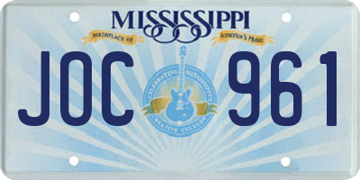 MS license plate JOC961