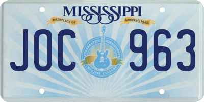 MS license plate JOC963