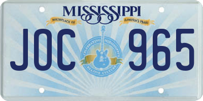 MS license plate JOC965