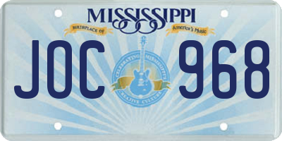 MS license plate JOC968