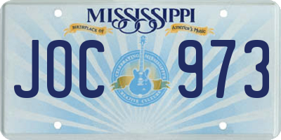 MS license plate JOC973