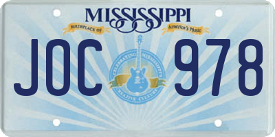 MS license plate JOC978