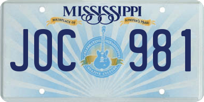 MS license plate JOC981