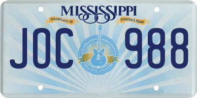 MS license plate JOC988