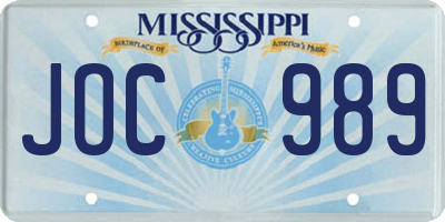 MS license plate JOC989
