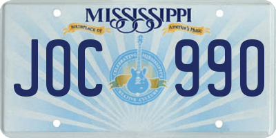 MS license plate JOC990