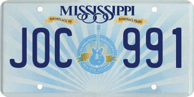 MS license plate JOC991