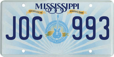 MS license plate JOC993