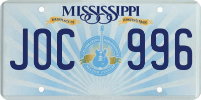 MS license plate JOC996