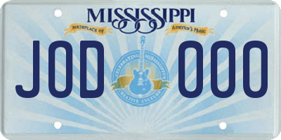 MS license plate JOD000