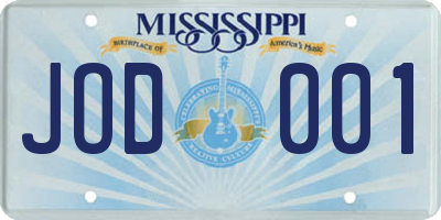 MS license plate JOD001