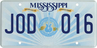 MS license plate JOD016