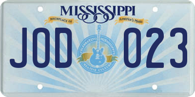 MS license plate JOD023
