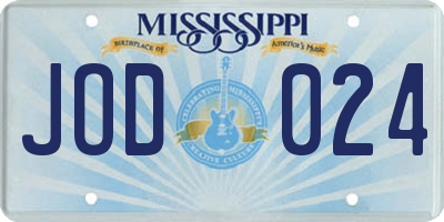 MS license plate JOD024