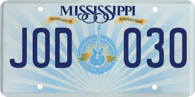MS license plate JOD030