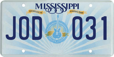 MS license plate JOD031