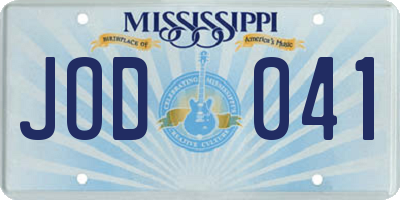 MS license plate JOD041