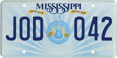 MS license plate JOD042