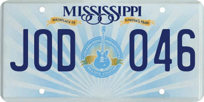 MS license plate JOD046