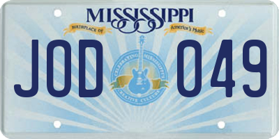 MS license plate JOD049
