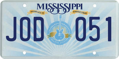 MS license plate JOD051