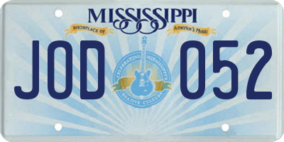 MS license plate JOD052