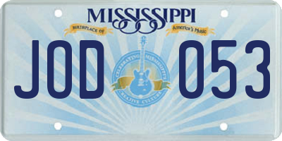 MS license plate JOD053
