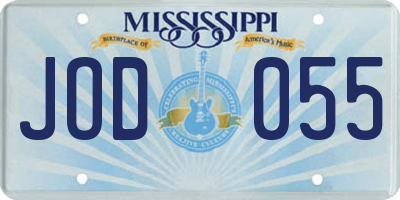 MS license plate JOD055