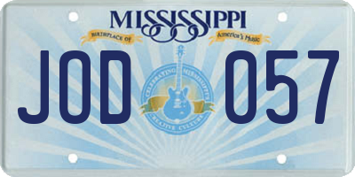 MS license plate JOD057
