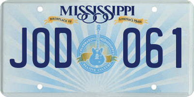 MS license plate JOD061