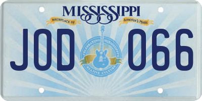 MS license plate JOD066