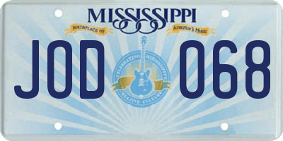 MS license plate JOD068