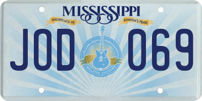 MS license plate JOD069