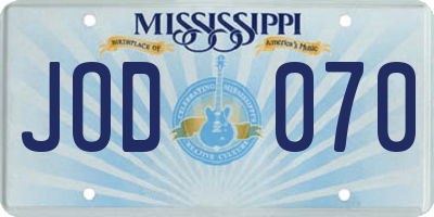 MS license plate JOD070