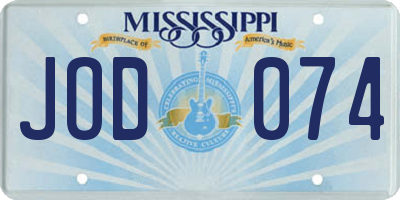 MS license plate JOD074