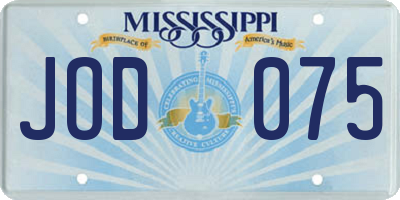 MS license plate JOD075