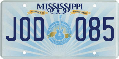 MS license plate JOD085