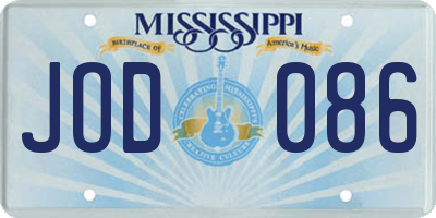 MS license plate JOD086