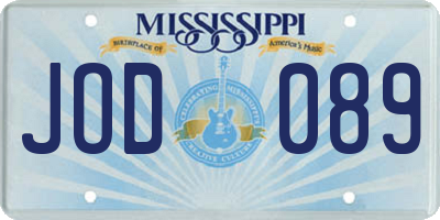 MS license plate JOD089