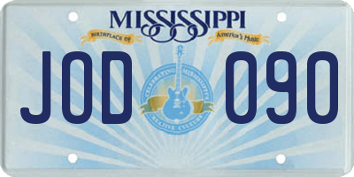 MS license plate JOD090
