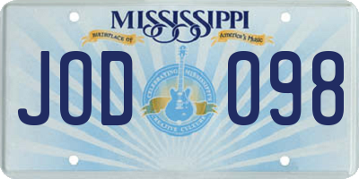 MS license plate JOD098