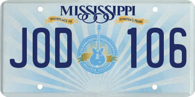 MS license plate JOD106