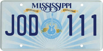 MS license plate JOD111