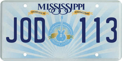 MS license plate JOD113