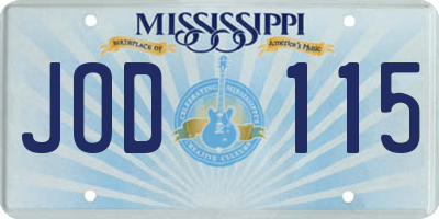 MS license plate JOD115